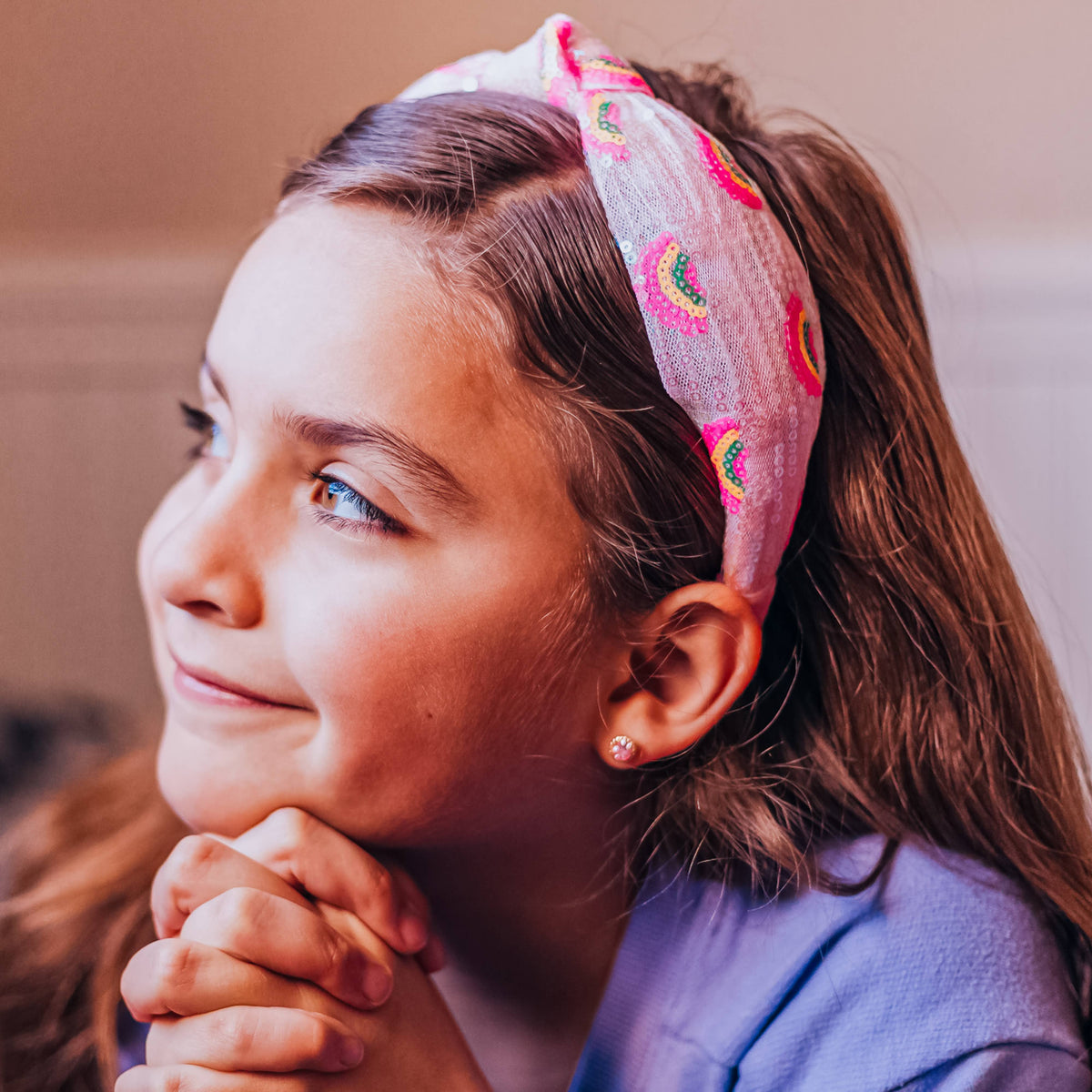 Frog Sac Kids Sequin Knot Headband, Rainbow