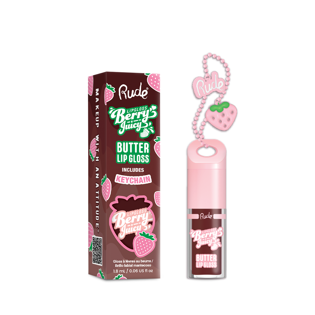 Rude Cosmetics - Berry Juicy Butter Lip Gloss Keychain