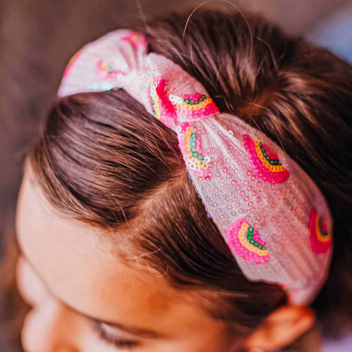 Frog Sac Kids Sequin Knot Headband, Rainbow