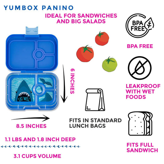 Yumbox - Leakproof Sandwich Friendly Bento Box - Surf Blue Shark Tray