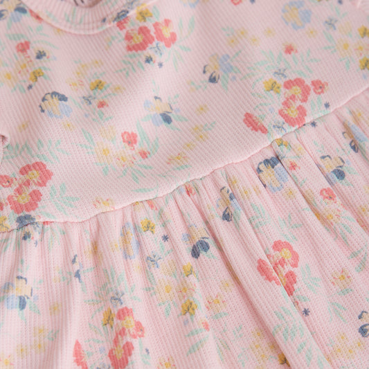Minymo Dress Short Sleeve All Over Print Rib - 3 Months