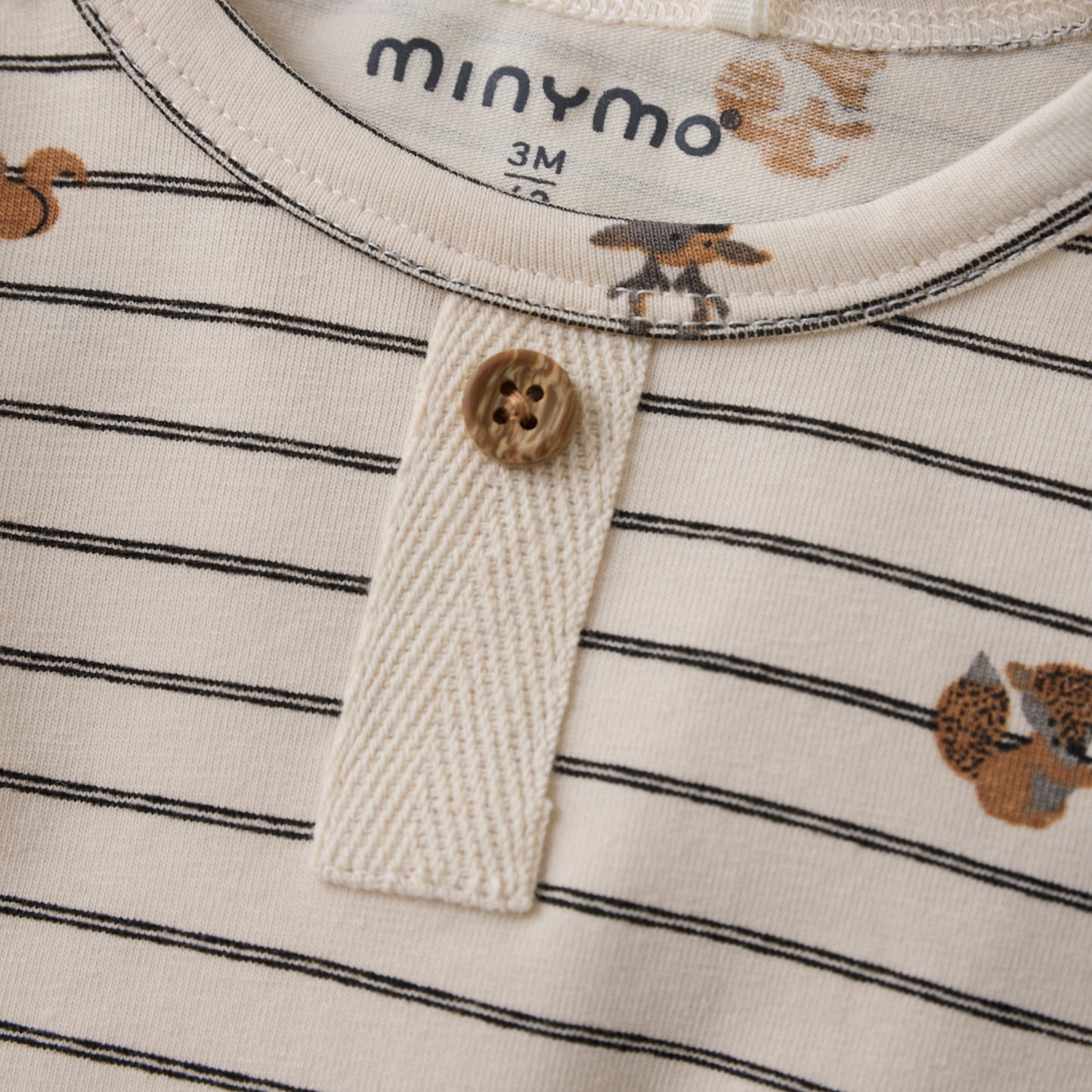 Minymo - Stripped Squirrel Long Sleeve Bodysuit - 3 Months