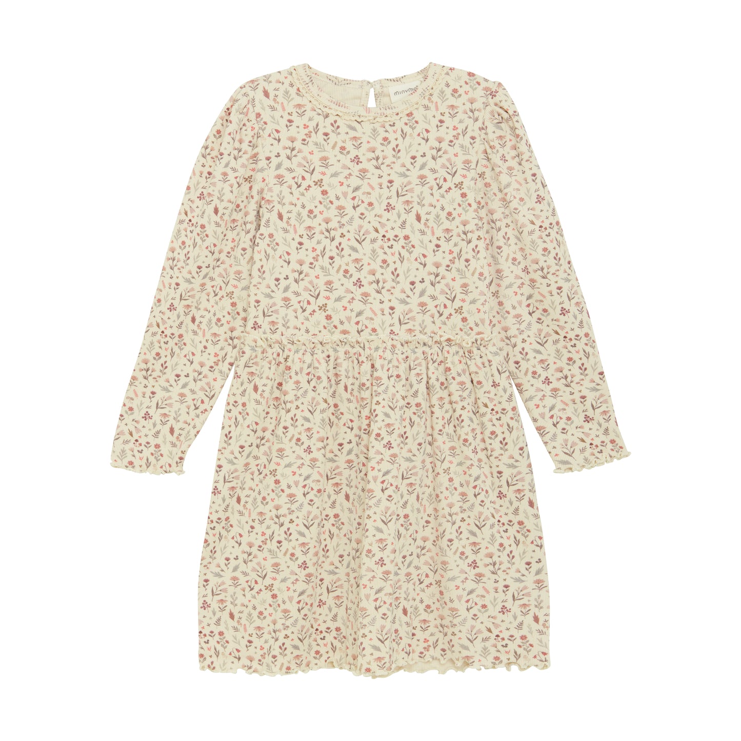Minymo - Long Sleeve Cream Floral Print Dress - 5 Years