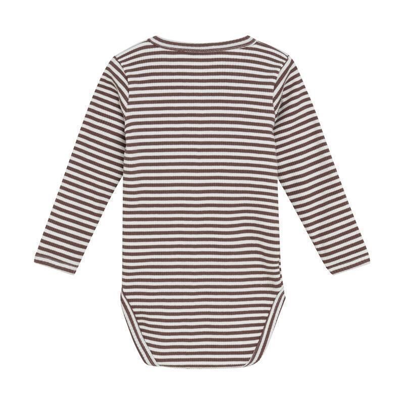Minymo - LS Bodysuit Striped Brown/White - 3M