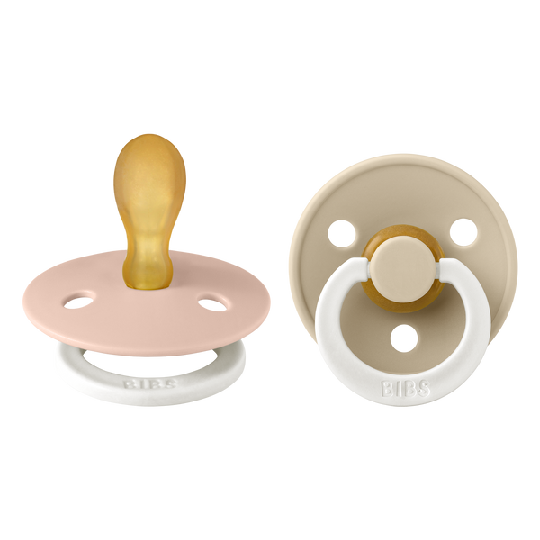 BIBS Pacifier Original COLOUR Latex 2 PK Symmetrical Blush Glow/ Vanilla Glow
