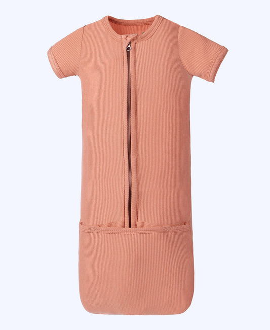 Earth Baby Outfitters-Bamboo Ribbed Short Sleeve Convertible Gown