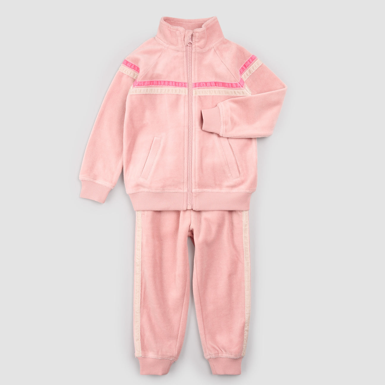 Miles The Label - Retro Stripe on Miles Pink Velour Tracksuit