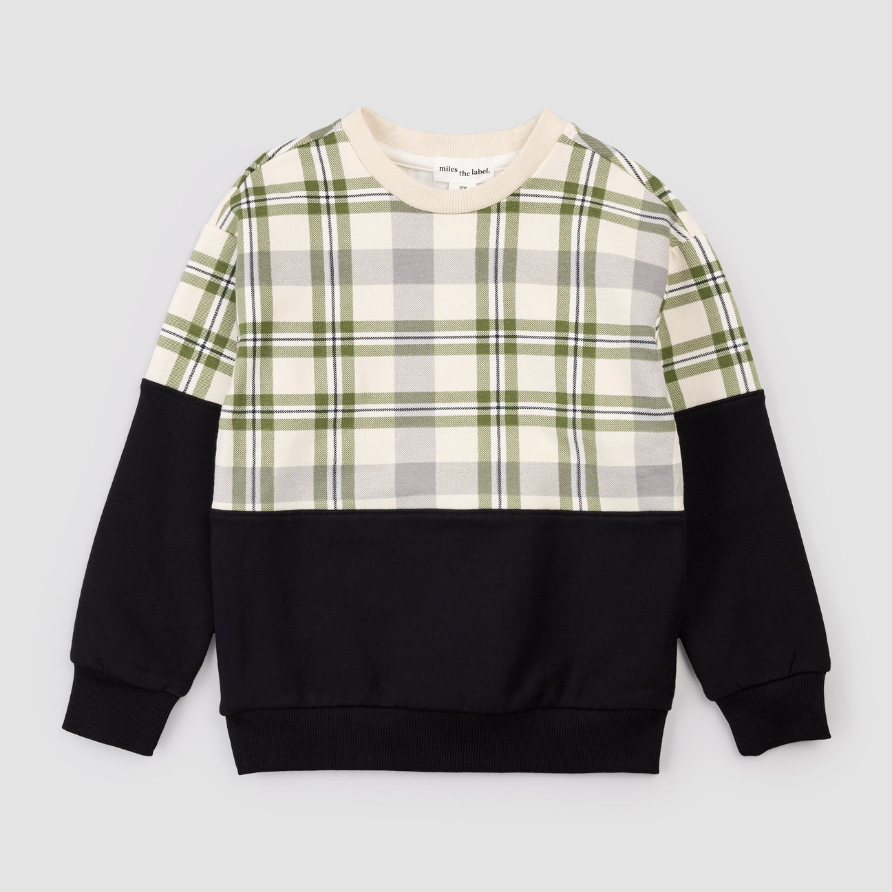Miles The Label Plaid Color - Blocked Sweatshirt - Black
