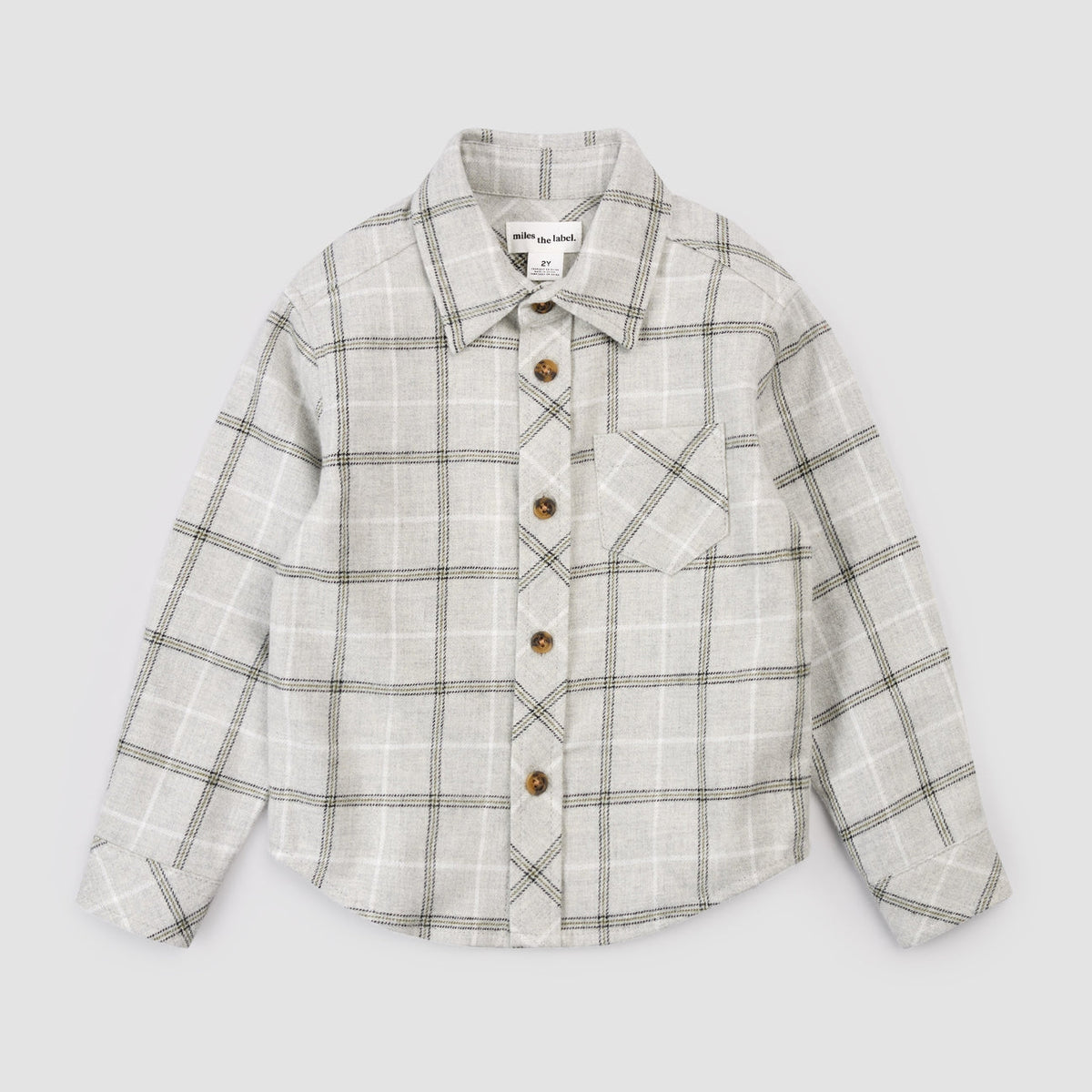 Miles The Label - Light Grey Plaid Flannel Shirt