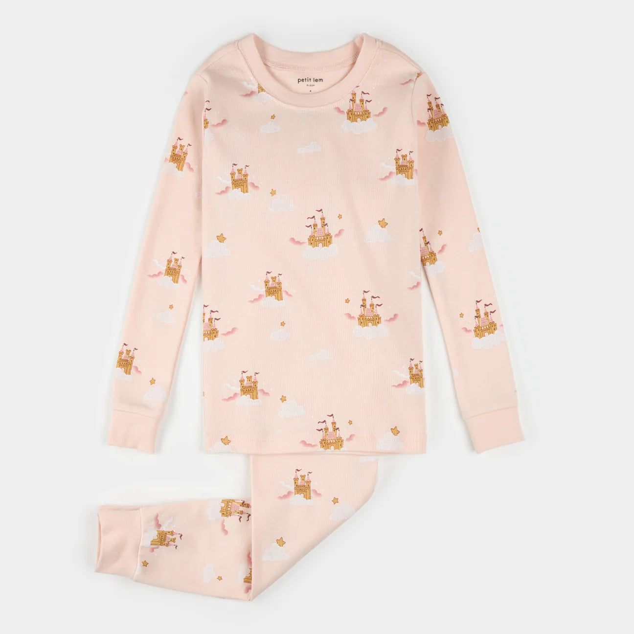 Petit Lem - Magic Castle Print on Light Pink PJ Set