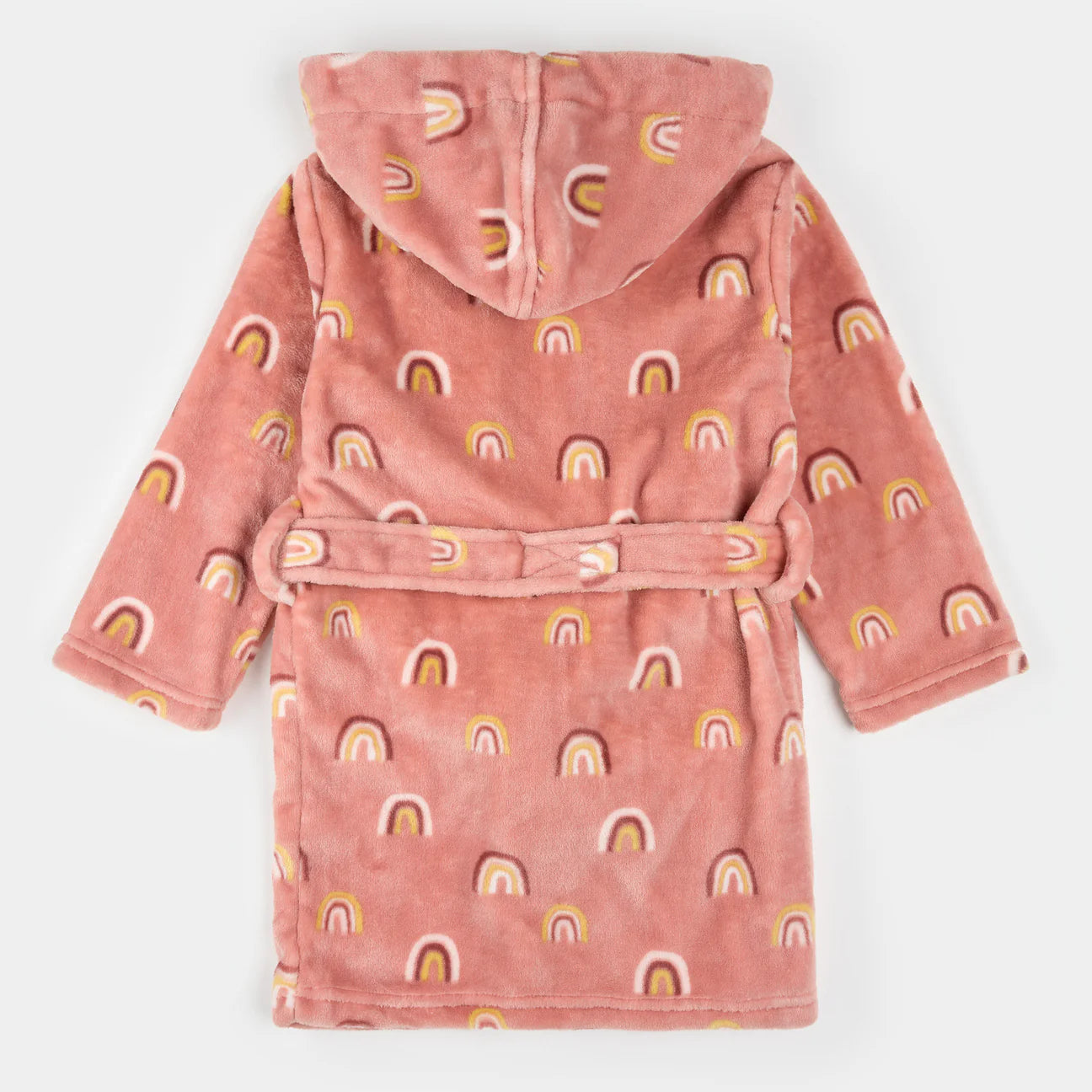 Petit Lem - Rainbow Print on Pink Plush Robe