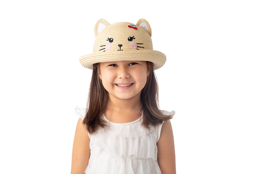 FlapJackKids - Kids Straw Hat - Cat
