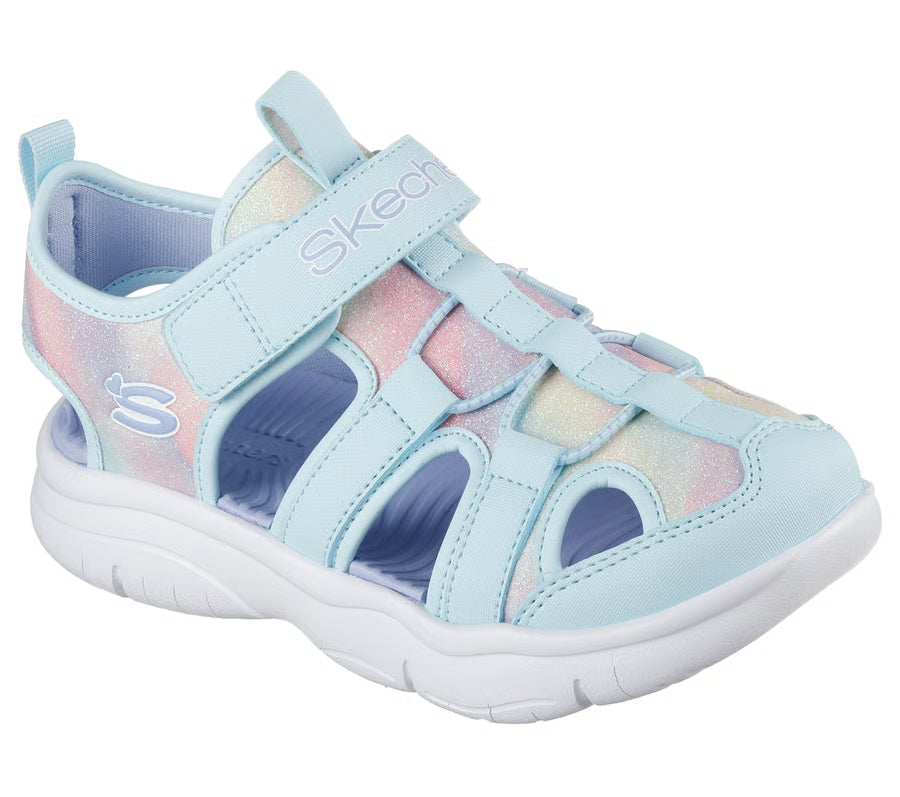 Skechers Flash Splash closed-toe sandal in Light Blue/Multi for girls