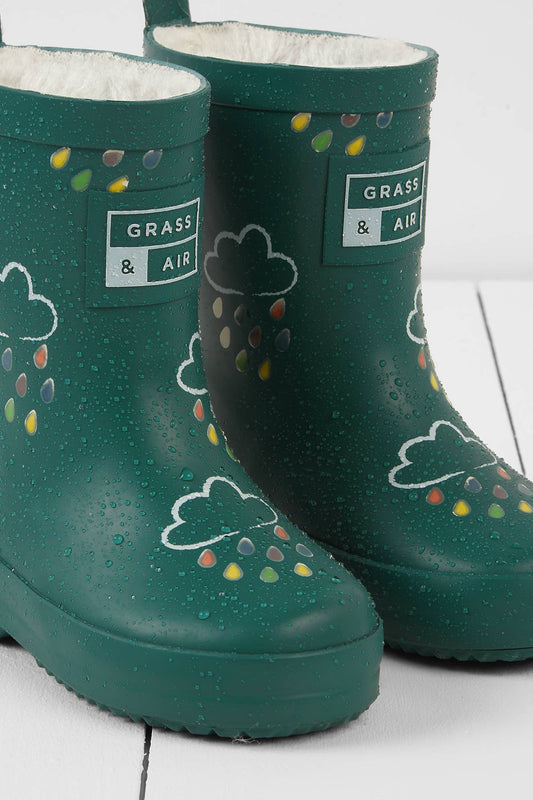Grass & Air - Spruse Green Colour-Changing Kids Wellies