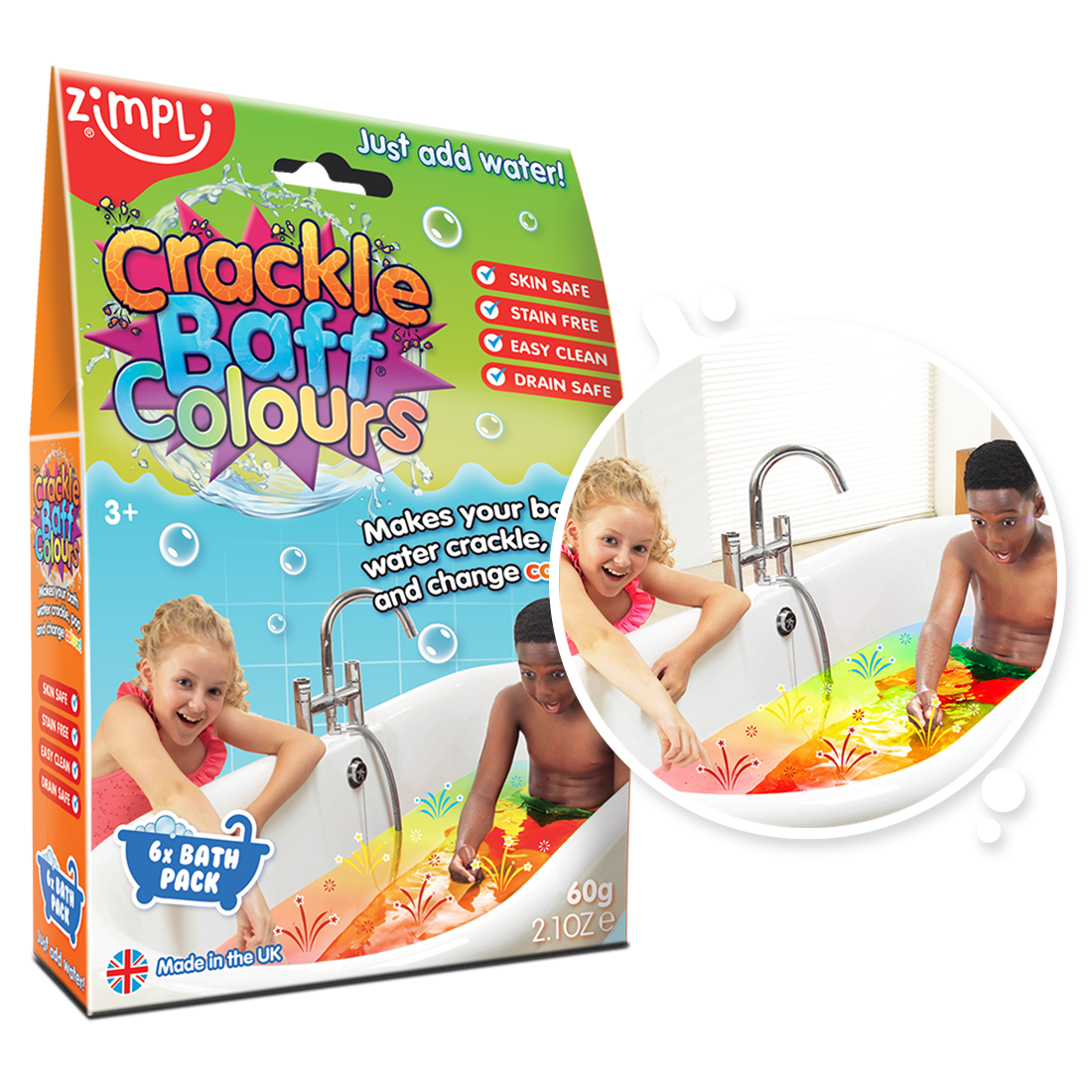 Zimpli Kids - Zimpli Crackle Baff Colours 6 Pack Sensory Bath Toy Gift