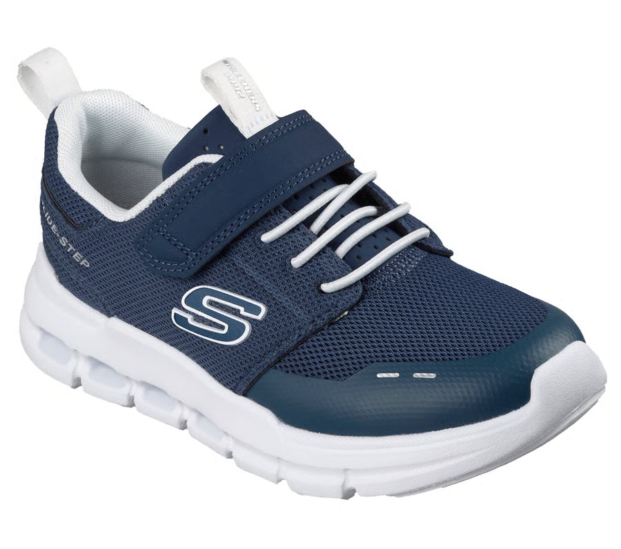 Skechers Glide-Step Flow sneaker in Navy/White for boys