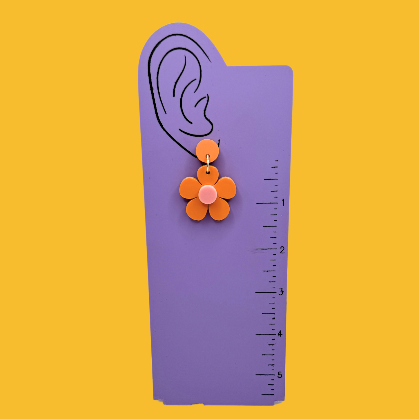 The Kitschy Cactus - Tangerine (mini)- Orange Flower Earrings