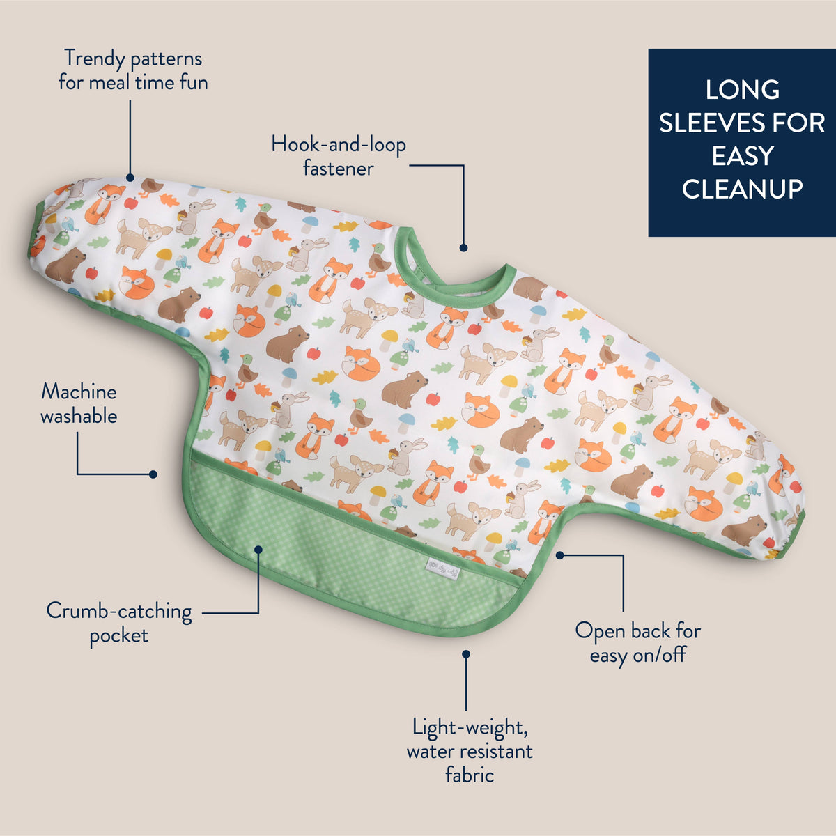 Itzy Ritzy - Itzy Everywhere Bib - Long Sleeve Water-resistant Bib