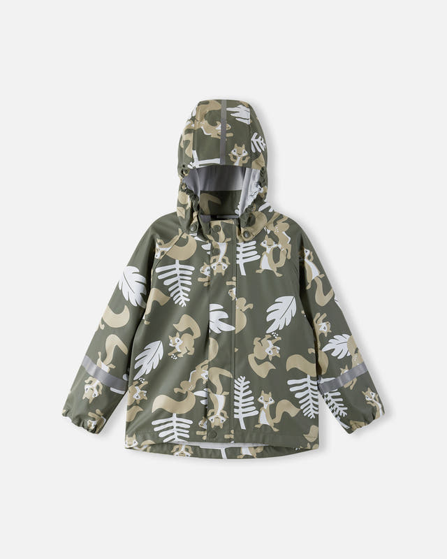 Reima Waterproof Rain Jacket Vesi Greyish Green โ Detail View