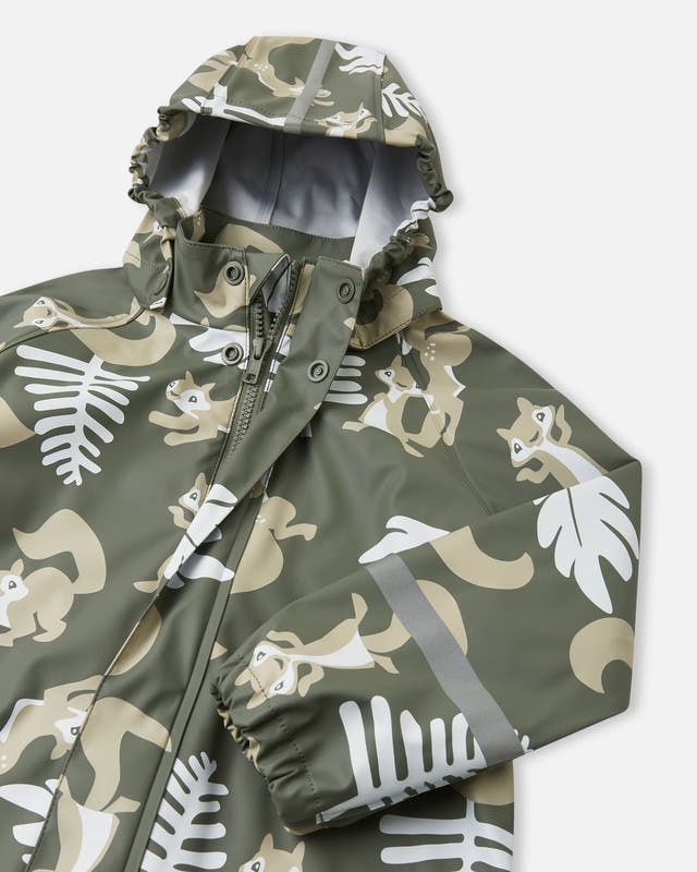 Reima Waterproof Rain Jacket Vesi Greyish Green โ Back View