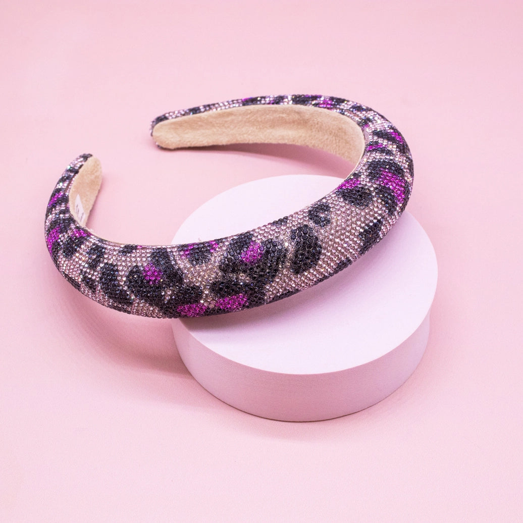 Frog Sac Rhinestone Headband, Kids Leopard Animal Print Hair Band