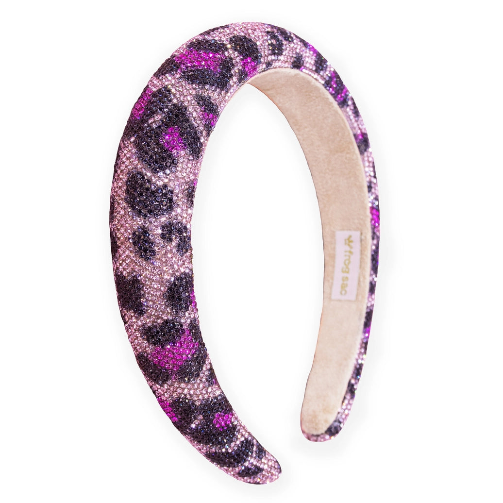 Frog Sac Rhinestone Headband, Kids Leopard Animal Print Hair Band