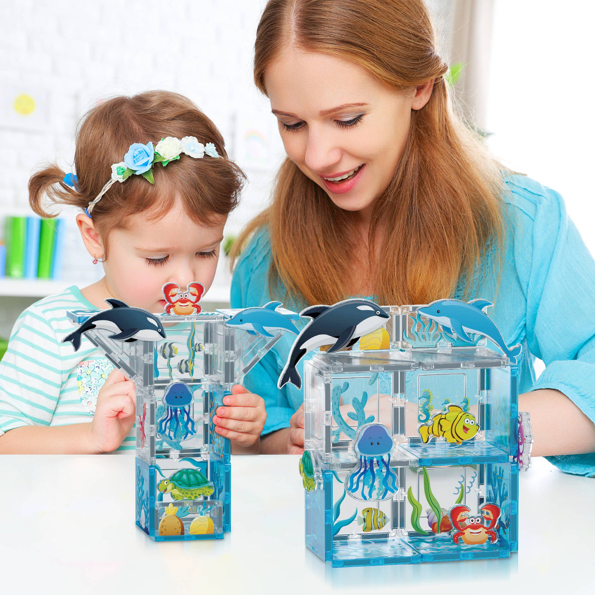 PicassoTiles 26 Piece Marine World Magnetic Building Set