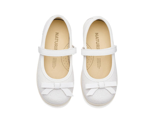 Naturino - Claries 2 Canvas White Mary Jane Shoe Crystals/Sprint