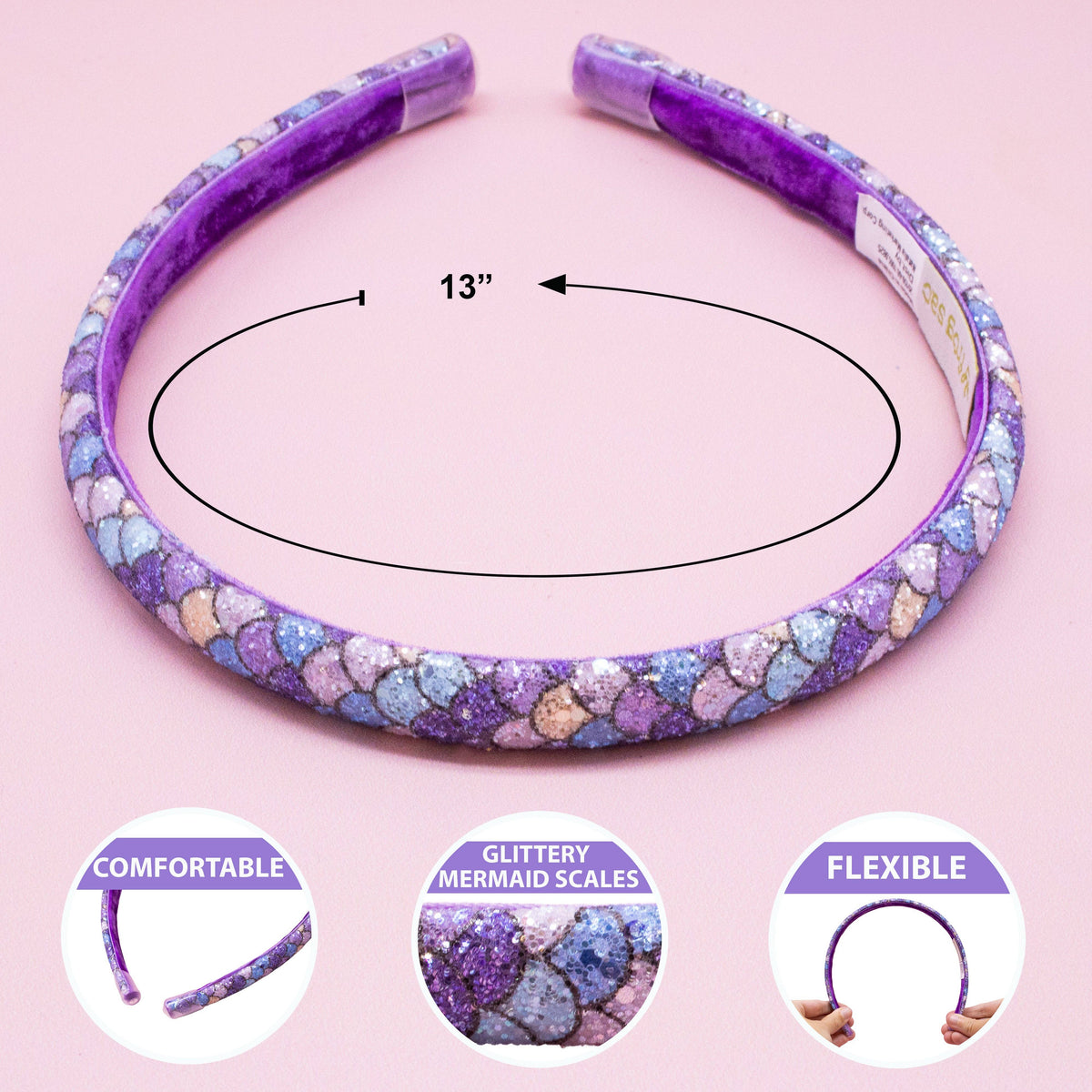 Frog Sac Mermaid Headband, Kids Thin Non-Slip Hair Accessories