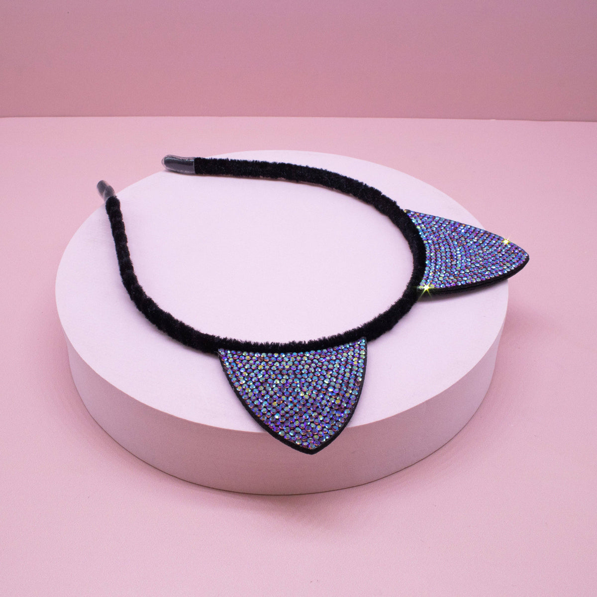Frog Sac Cat Ears Headband, Kids Dual Sided Rhinestone Hairband