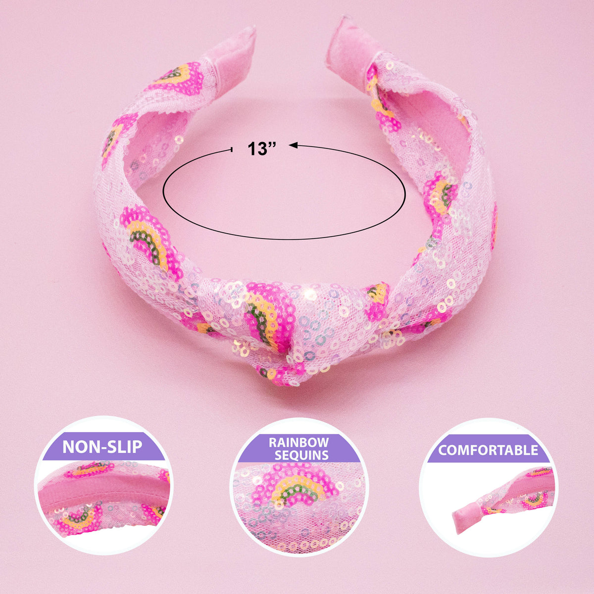 Frog Sac Kids Sequin Knot Headband, Rainbow