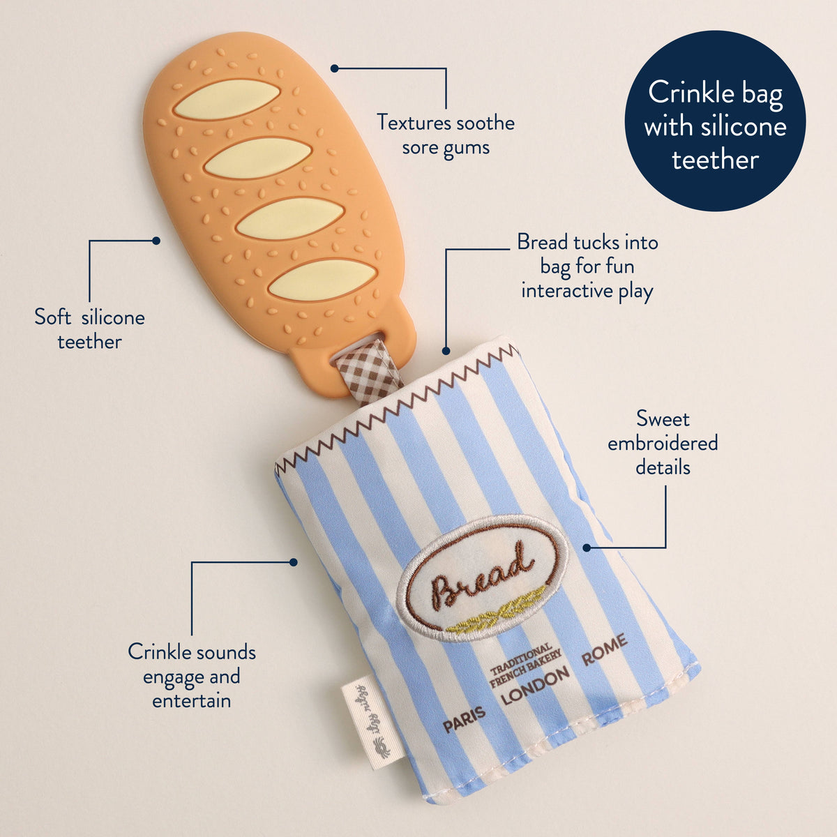 Itzy Ritzy - Baguette Teensy Crinkle Sensory Teether