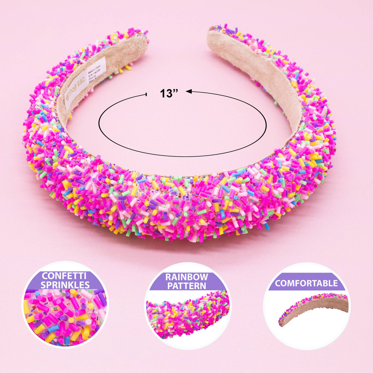 Frog Sac Padded Sprinkles Headband, Confetti Hair Band