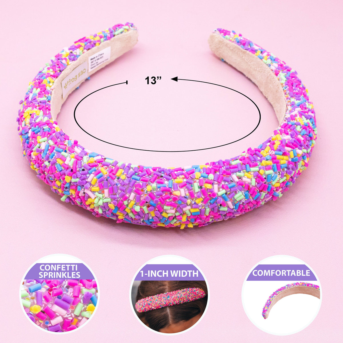 Frog Sac Padded Sprinkles Headband, Confetti Hair Band