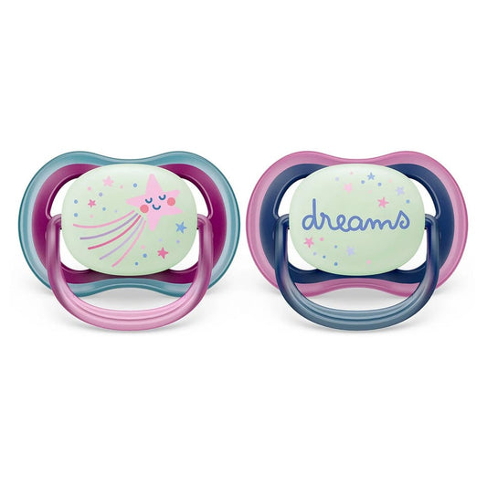Philips Avent - Ultra Air Pacifier Night 2pk 6-18M Star+Dream
