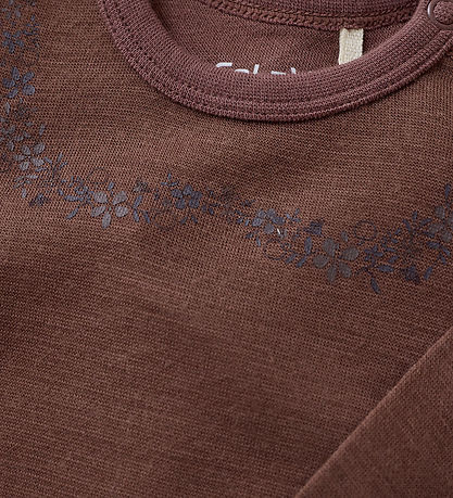 Celavi - CeLaVi Bodysuit Wool Maroon w. Print- 3M