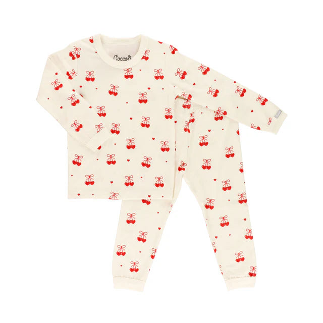 Coccoli Long Sleeve Modal Pyjama - Hearts On Antique