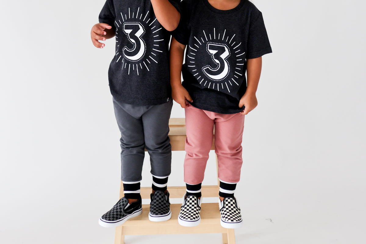 Whistle & Flute Clothing Milestone Number T-Shirt, children's tops — closeup view