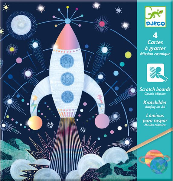 Djeco - Scratch Cards Art Activity: Cosmic Mission