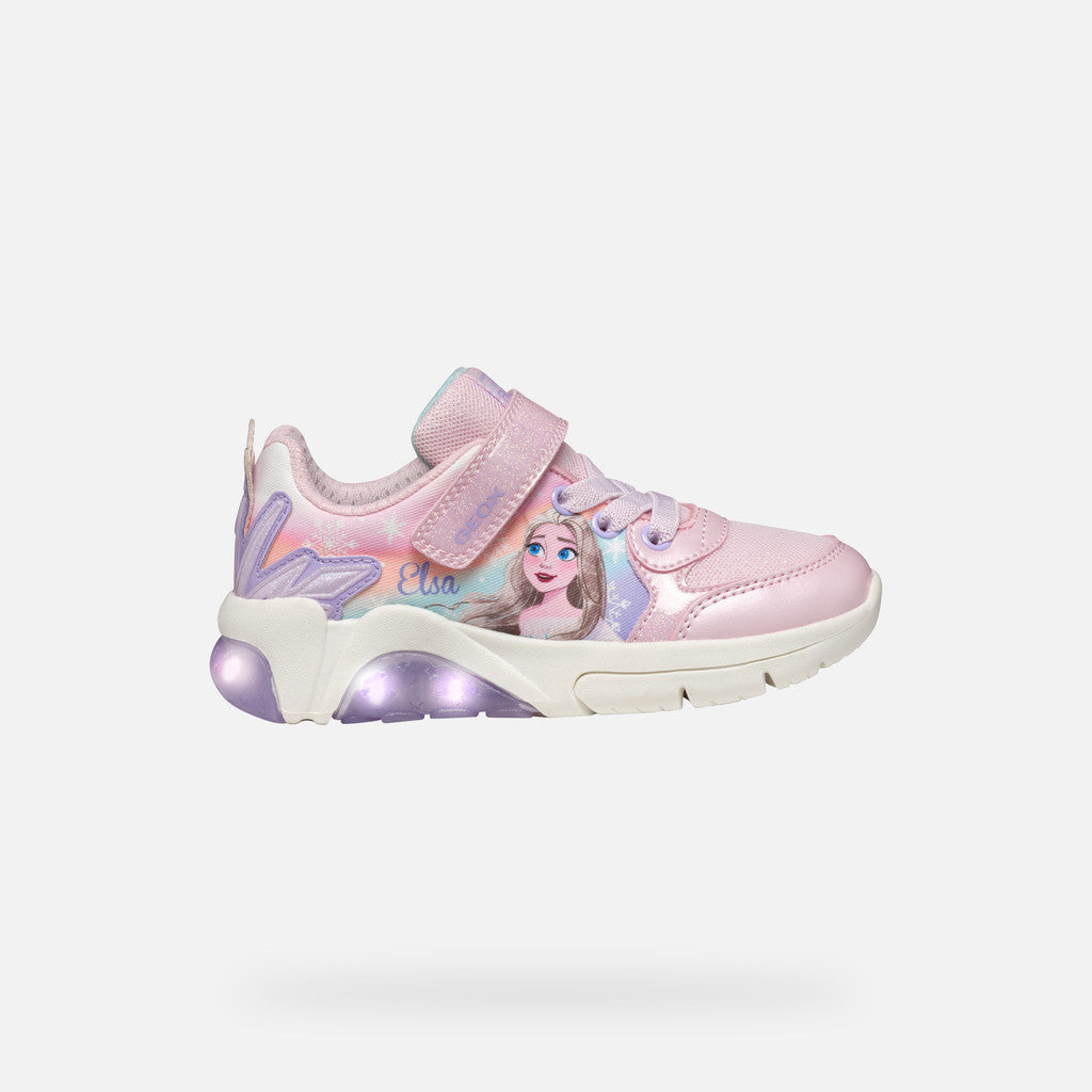 Geox Fadinlight Girl's Sneakers, Disney Frozen Elsa - Pink/Lilac