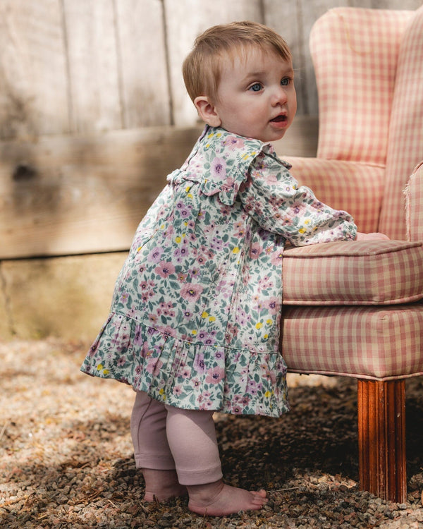 Deux par Deux - Muslin Dress & Legging Set - Watercolor Flowers