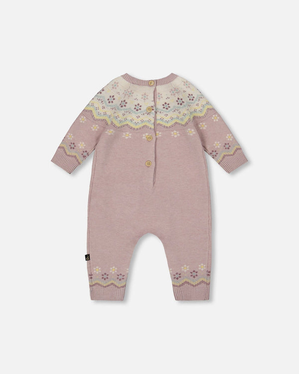 Deux par Deux - Neutral Mauve Jacquard Knit Jumpsuit - Keepsake Lilac