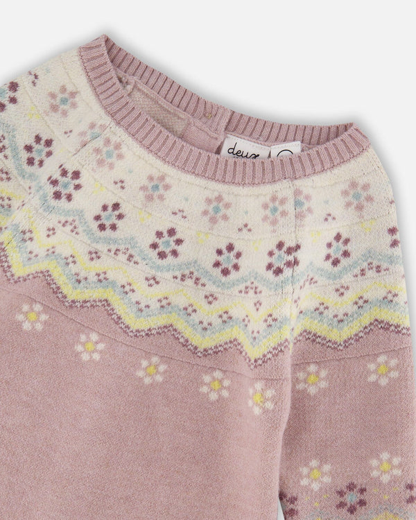 Deux par Deux - Neutral Mauve Jacquard Knit Jumpsuit - Keepsake Lilac