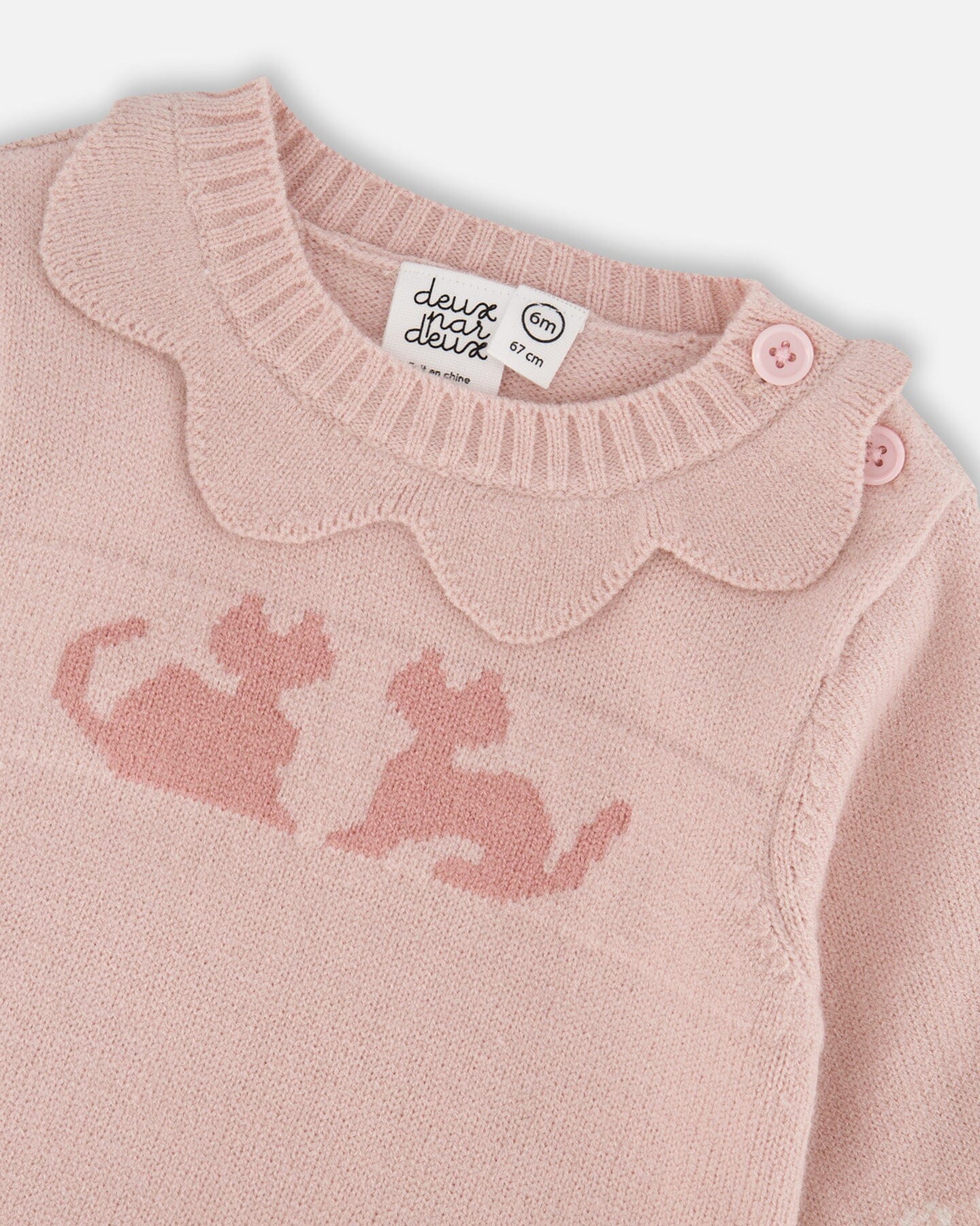 Deux par Deux - Knitted Top and Pant Set - Light Pink