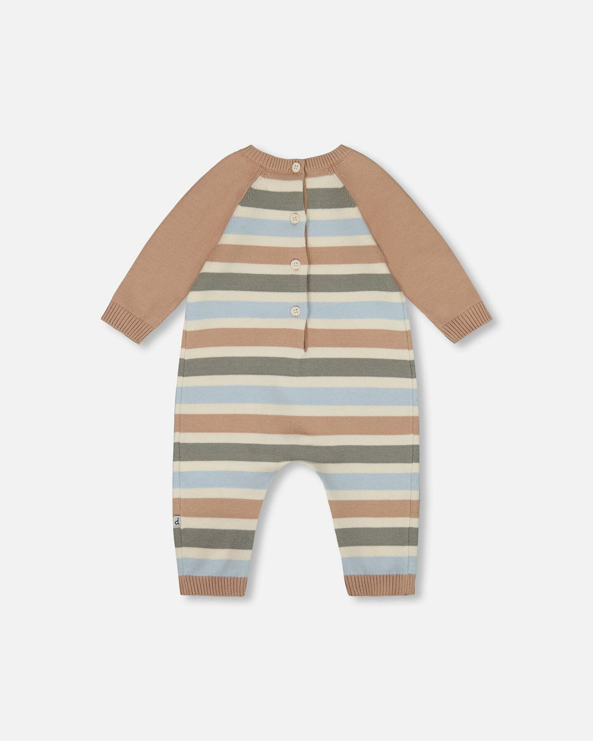 Deux par Deux - Knitted Romper - Blue and Green Stripes