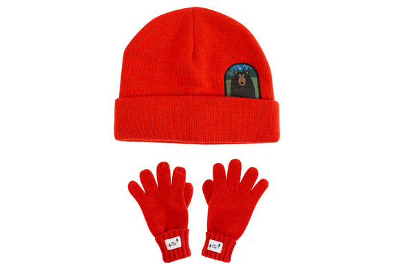 FlapJack Kids Toque & Gloves Set - Black Bear