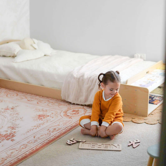 CHERRY - Montessori Floor Bed with Shelves
