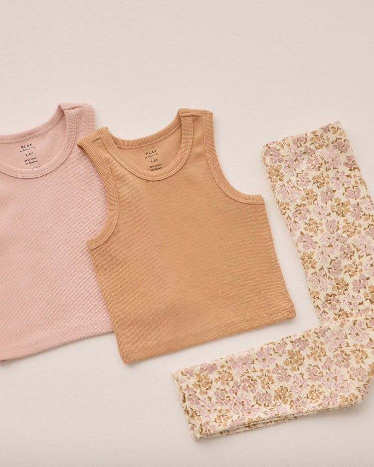 Rylee + Cru - Ribbed Tank Set || Pink, Grapefruit
