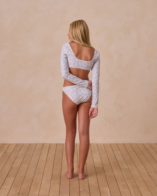 Rylee + Cru - Rashguard Bikini Set || Blue Ditsy (Teens)