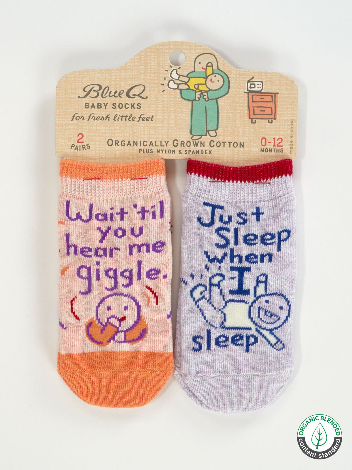 Blue Q - Wait 'til You Hear Me Giggle/ Just Sleep When I Sleep Baby Socks (0-12M)